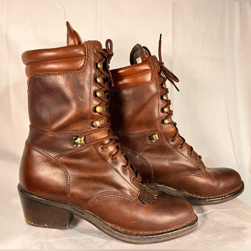 Double H brown leather boots 8 inch Opanka packer